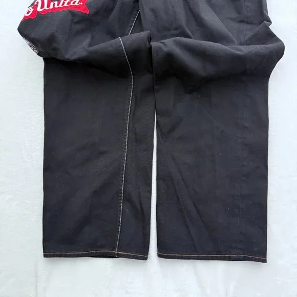 Ecko Unltd Jeans Mens 38x31 Black Baggy Hip Hop Y2K Skater Embroidered